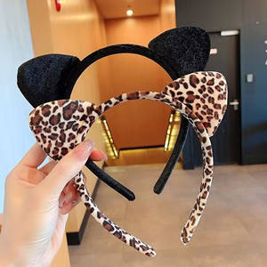 24 قطعة عصابة رأس بنمط الفهد مع آذان قطة للحفلات التنكرية، ربطة شعر مخملية بالجملة، هدايا للعائلة والأصدقاء - Product Image 2