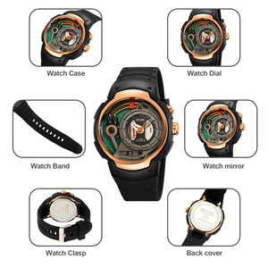 Reloj mecánico futurista para hombre, esqueleto redondo, resistente al agua 30M, reloj de pulsera de cuarzo con correa de silicona - Product Image 2