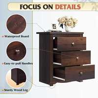 Luxury Modern Adjustable Wooden Nightstand Charging Station 3 Drawers USB Ports Eco-Friendly Durable Bedroom Storage Furniture