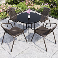 Ensemble de table et chaises en fer forgé 5 pièces pour extérieur avec parasol, design minimaliste et moderne pour jardin, patio, balcon