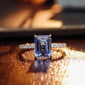 Blue Lab Grown Diamond <b>Ring</b> Custom Wedding <b>Ring</b> <b>Set</b> 18k <b>Gold</b> with Diamond Fashion Jewelry <b>Rings</b> - Product Image 5