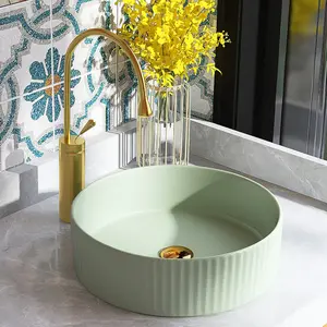 Armoire de salle de bain de couleur blanche, lavabo de table, lavabo de vanité, lavabo de couleur verte