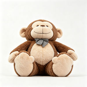 Peluche de mono marrón personalizado, peluche de mono sentado, peluche de mono marrón suave - Product Image 2