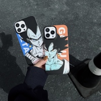 Nouveau Film de couverture Double face + bouton en métal + lumière Laser Anime Dragon ball Goku coques de téléphone pour IPhone 14 Pro Max Imd couverture arrière