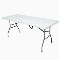 Table pliante en plastique HDPE avec cadre en métal, rectangulaire, portable, légère, pour pique-nique en plein air