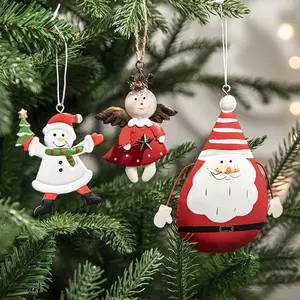 Xmas New Year Hanging Christmas Tree Pendant Ornaments Snowman Santa Claus Iron Christmas Tree Pendant