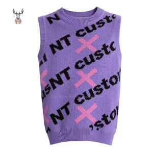 Gilet <span class=keywords><strong>in</strong></span> Maglia da Uomo Nanteng Personalizzato <span class=keywords><strong>in</strong></span> <span class=keywords><strong>Cotone</strong></span> con Motivo Jacquard Alfabetico alla Moda, Collo Tondo Senza Maniche - Product Image 1