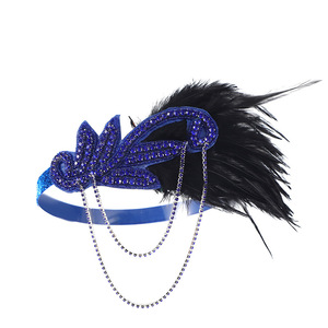 Diadema de plumas estilo Flapper, banda para el cabello con diamantes de imitación para fiesta Gatsby, tocado vintage para mujer, ideal para cócteles, mascaradas y Halloween. - Product Image 4