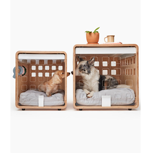 Gabbia per Cani Premium in Legno con Porta in Metallo Bianco, Design Naturale con Ottima Circolazione dell'Aria - Product Image 3