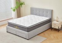 Lit avec tiroirs de rangement et tête de lit grise, cadre de lit rembourré en lin, gain de place, tailles King, Queen, Full, Twin, mobilier de chambre à coucher, vente en gros