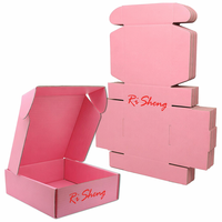 Boîte d'expédition en carton ondulé rose avec logo personnalisé imprimé pour cadeaux et vêtements