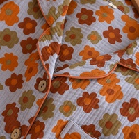 Ensemble de pyjama long pour femme en coton floral léger et doux à manches longues - Absorbant la transpiration, respirant, style rétro printanier