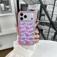 Fabrieksdirect PC telefoonhoesje met ingelegde diamanten, epoxy grafische print, antislip, pastelkleurige bloemen, voor ZT NUBIA V80 MAX 4G
