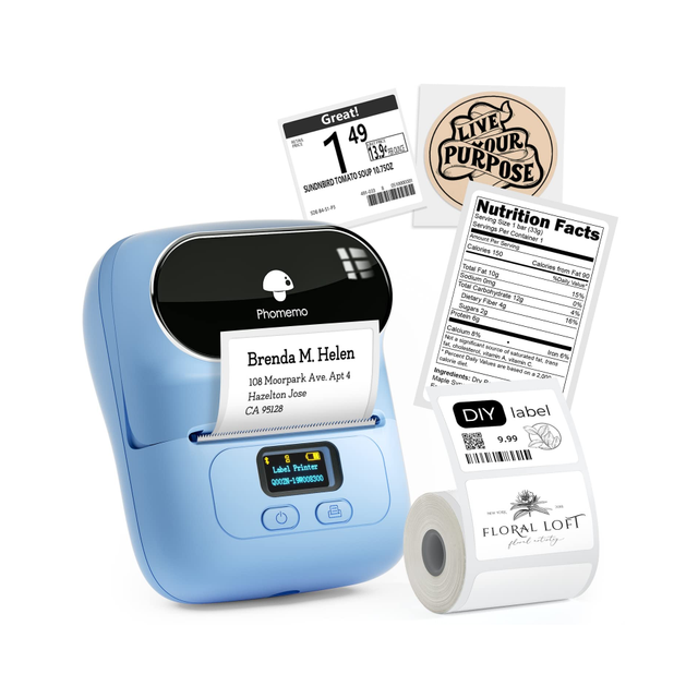 Phomemo M110 Mini Portable Thermal Label Printer Multi-function Self-adhesive Sticker Label Maker Machine for Office Clothes Tag