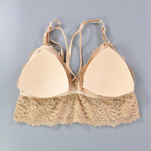 Wholesales Nylon Spandex Sexy Ladies Lace Flower <strong>Pads</strong> <strong>Removed</strong> Bralette Soft Sleeping <strong>Bra</strong> - Product Image 4
