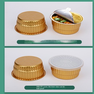 Prix d'usine 1050ml 1400ml Boîte à lunch ronde en aluminium avec revêtement en laque dorée Contenant alimentaire en aluminium pour micro-ondes - Product Image 4