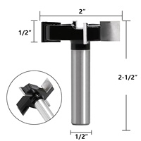Mèches de toupie de surface Spoilboard tige de 1/2 ", embouts de raboteuse à 4 cannelures à pointe en carbure, diamètre de coupe de 2". Coupe Flycutter pour aplatir et raboter les plaques