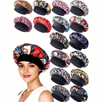 Bonnet de nuit en satin à motif imprimé avec large bande, bonnet de sommeil pour femmes, filet à cheveux étendu pour dreadlocks et cheveux longs, protection nocturne
