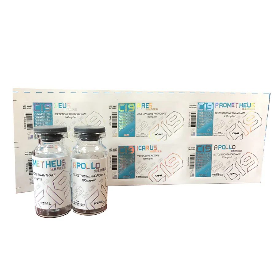 Pegatinas de holograma de impresión de logotipo de oficina de marca personalizada de diseño gratuito 2ml 5ml 10ml etiquetas de caja de vial para botella de vidrio