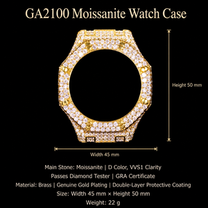 Reloj GA-2100 con Incrustaciones de Moissanita VVS, Caja de Latón con Bisel Chapado en Oro, Estilo Busstown <span class=keywords><strong>G</strong></span>-<span class=keywords><strong>Shock</strong></span> para Hombre, de Lujo - Product Image 3