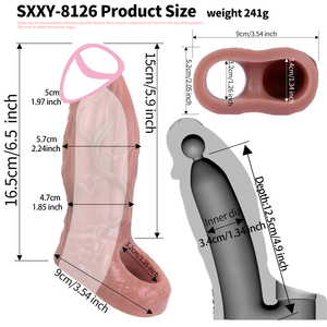 SXXY manchon d'agrandissement du pénis masculin de la peau réutilisable manchon de pénis de haute qualité pour les hommes anneau de verrouillage du <span class=keywords><strong>sperme</strong></span> pour retarder l'éjaculation - Product Image 3