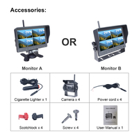 Moniteur de voiture sans fil 7 pouces TFT LCD, caméra de recul HD pour camion, bus, camping-car, fourgonnette, caméra de recul