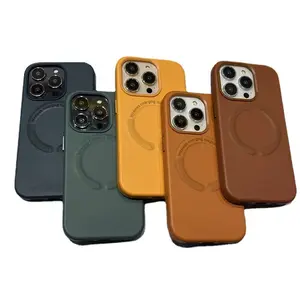 Deluxe Business Solid color magnetic leather phone case for iPhone 15 case mobile accessories