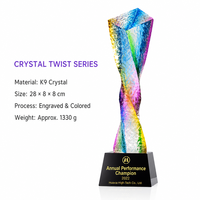 Trophée en cristal personnalisé, plaque de reconnaissance colorée à colonne torsadée pour événements d'entreprise, compétitions et cadeaux
