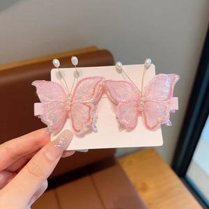 Juego de <span class=keywords><strong>2</strong></span> horquillas de mariposa bordadas para niños a la moda, pinzas para el pelo de princesa, pinzas para el pelo para niñas - Product Image 5