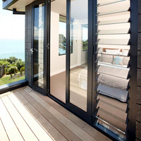 Ventana Moderna de Aluminio con Vidrio y Persianas Ajustables para Ventilación