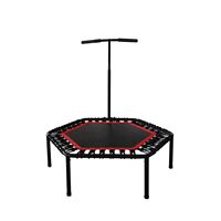 Mini Trampolín Rebounder Hexagonal Verde Personalizable para Interiores/Exteriores, con Mango Ajustable, Hecho de Acero y Tela de PVC para el Hogar