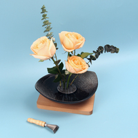 Kenzan en gros durable avec aiguilles en acier inoxydable, Kenzan rond argenté pour arrangements floraux Ikebana au sol