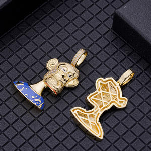 Perhiasan Hiphop berlian zirkon kubik Y2k Enamel Nft kartun Crypto 925 liontin desain Ape logam perak - Product Image 1