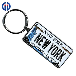 Empire State License Plate Key Chain From New York. Double Sided Design With A Metal Construction. Size: 2.5x2.5 IN