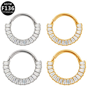 Anneau de nez en titane avec zircon blanc marquise serti en canal pour bijoux de piercing unisexe tendance - Product Image 1