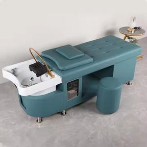 Chaise de lavage de cheveux de salon de coiffure professionnelle, entièrement inclinable, pour traitement capillaire thaïlandais, blanche, avec circulation d'eau - Product Image 5