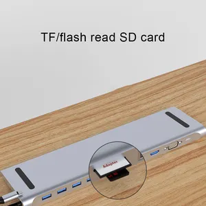 Đế Mở Rộng Hub 11 Trong <span class=keywords><strong>1</strong></span> Type C Trạm Sạc Máy Tính Xách Tay Loại C Sang HDTV VGA USB <span class=keywords><strong>3</strong></span>.0 SD RJ45 PD <span class=keywords><strong>3</strong></span>.5Mm Trạm Sạc USB C Âm Thanh - Product Image 3
