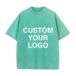 เสื้อยืดคอตตอนหนา 240gsm แบบย้อมสีเอซิด สกรีนโลโก้ตามสั่ง ทรงโอเวอร์ไซส์ สไตล์วินเทจ สตรีทแวร์ ลายกราฟิก - Product Image 1