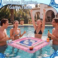Table de Mahjong flottante VercanMonth 75x75cm en EVA avec emplacements pour tuiles et porte-boissons pour piscine et plage, idéale pour les fêtes estivales des adultes