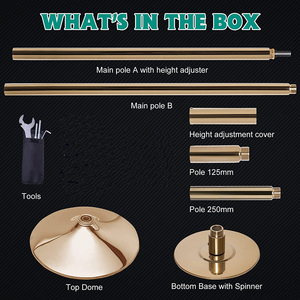 <span class=keywords><strong>Barre</strong></span> de <span class=keywords><strong>Pole</strong></span> <span class=keywords><strong>Dance</strong></span> Rotative <span class=keywords><strong>Portable</strong></span> et Renforcée Dorée pour la Maison - Product Image 2