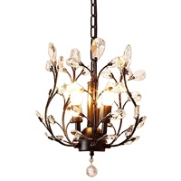 Lustres en cristal finition noire, luminaire de plafond LED en cristal K9, luminaires vintage, éclairage suspendu
