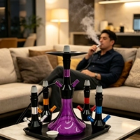 Set Hookah Shisha Yy Brand Desain Cermin Modern Tipe Lurus Warna Asap Besar Berkualitas Tinggi Premium dari Aluminium Alloy Jepang