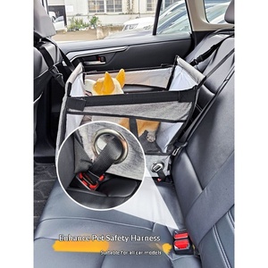 Siège de voiture pliable pour animaux de compagnie, siège rehausseur de voyage pour animaux avec ceinture de sécurité, coussin double face lavable et poche de rangement, produits pour chiens - Product Image 3