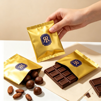 Sacs en plastique Mylar personnalisés pour emballage individuel de biscuits dorés, scellage thermique moyen, pour chocolat, bonbons, snacks, biscuits, pain