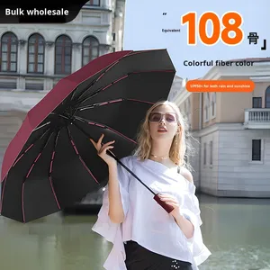 Dual-Use Women's Fully Automatic Folding <b>Umbrella</b> Durable Extra <b>Large</b> Sun Rain Sunshade Business Gift for Sun Protection Double - Product Image 4