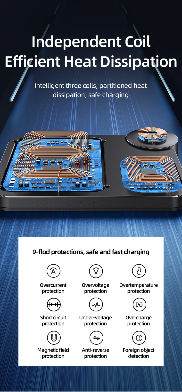 USAMS CD-190 15W 3 In 1 Desktop Wireless Charging Station description image 5