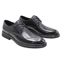 Chaussures habillées Derby Premium pour Homme, en cuir noir brillant à bout ailé, robustes, pour le bureau