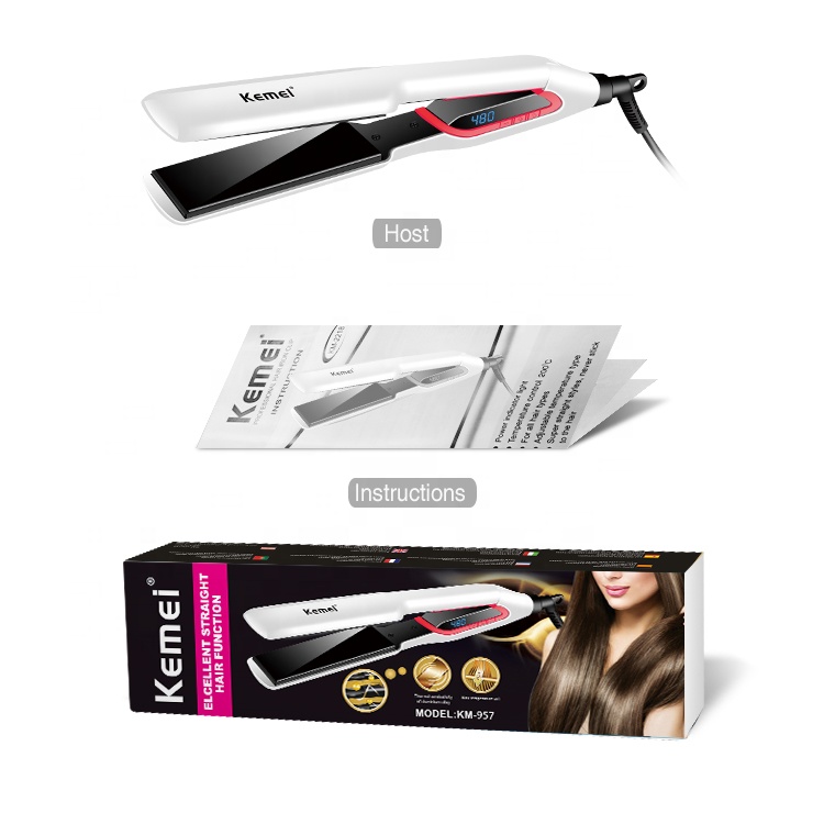 Выпрямитель для волос KM 957, электрический выпрямитель для волос, алюминиевая прямая щетка с быстрым нагревом и цифровым дисплеем