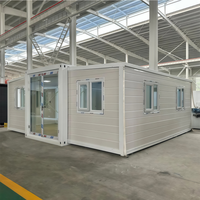 Casa Contenedor Expandible de Doble Ala, Pre-fabricada en Fábrica, Sin Necesidad de Montaje en Sitio, Duradera, para Alojamiento Temporal y Oficina de Campo