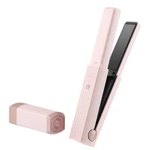 Tùy Chỉnh Logo Xách Tay Mini Cordless USB Sạc Flat Iron Tóc Ép Tóc Với Nhãn Hiệu Riêng